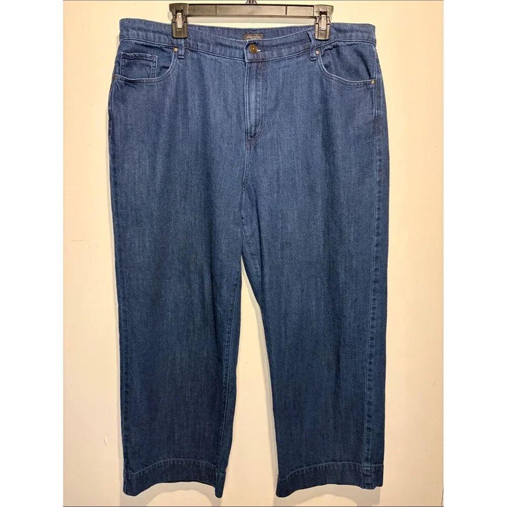 Ann Taylor Factory Wide Leg High Rise Pant 100% Cotton Soft Casual Size 14